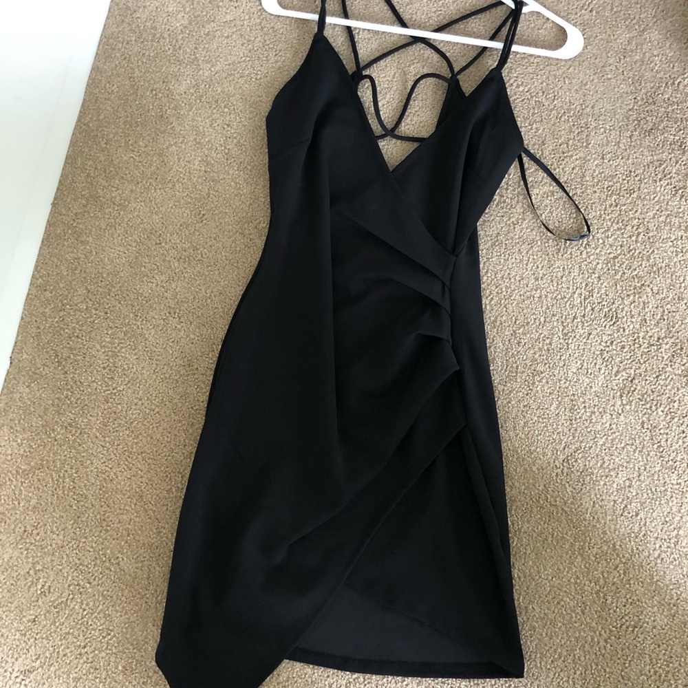 NWT Black bodycon wrap dress